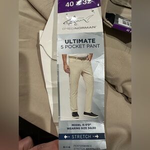 Greg Norman Men's Ultimate ML75 Luxury 5 Pocket Pants  TAN Size 40x32 NEW